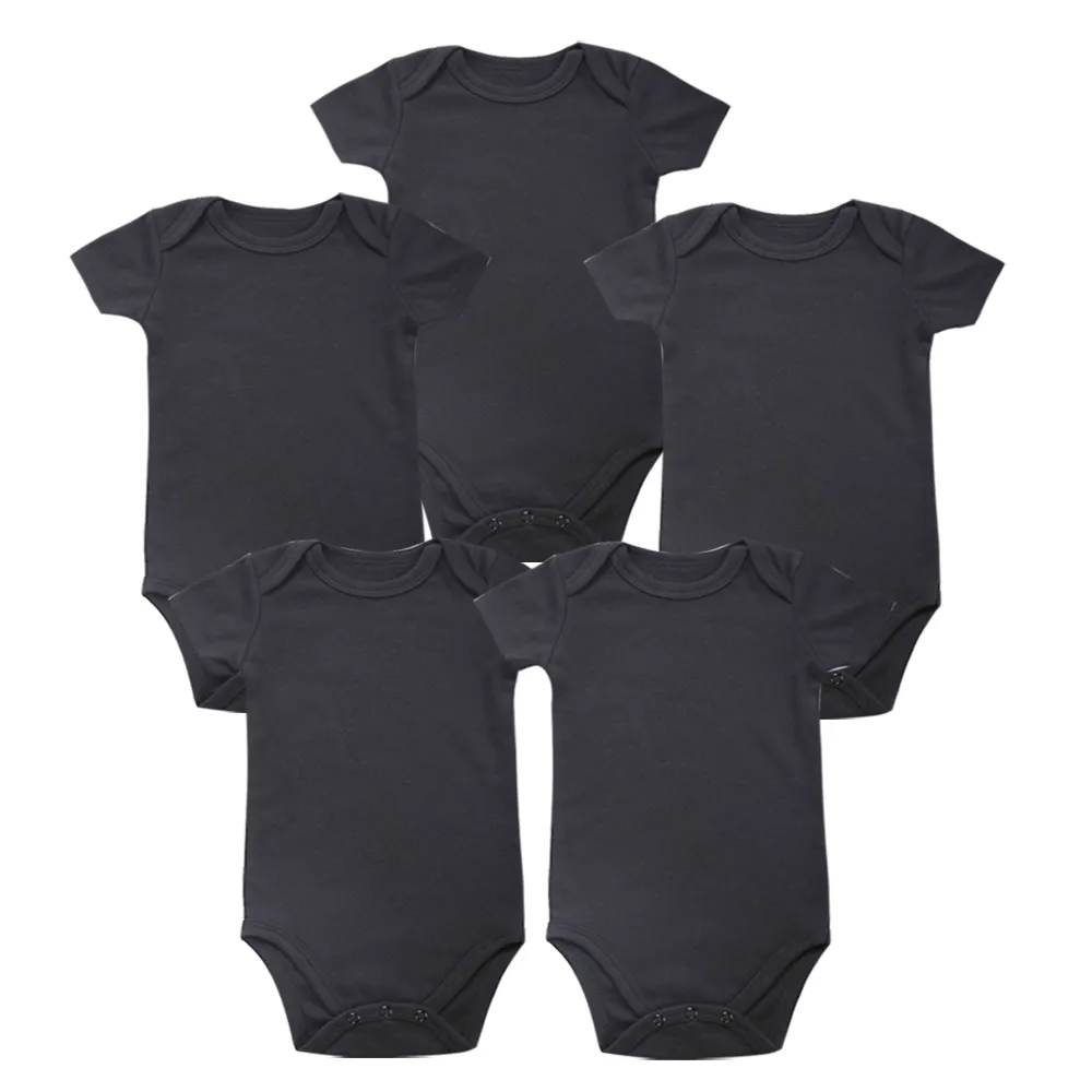 Tedere baby's plaatsen nieuwe unisex jongen babykleding baby pasgeboren lichaam zwart 100% zacht katoen 0-12 maanden korte mouw