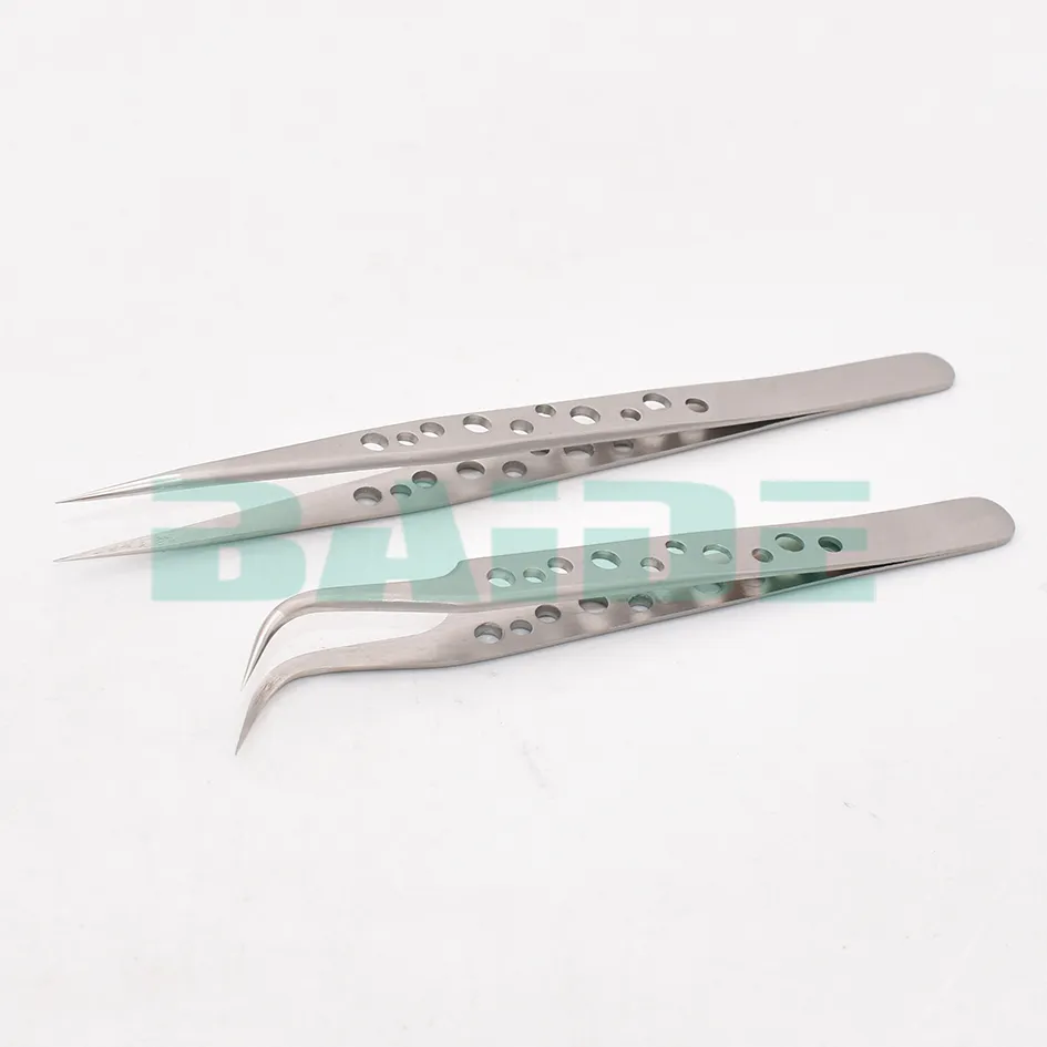 With Hole Stainless Steel Tweezers High Quality ST 11 ST 15 Precision Tweezers For Beauty Eyelash Phone Repair Tools 