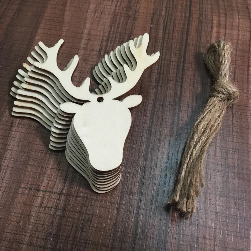 GORGECRAFT 30 Ornamenti Natalizi In Legno Fai-da-Te: Set Con Fiocchi Di Neve, Alci, Pupazzi Di Neve Da Decorare, Corde Incluse, Per Albero E Casa - 5