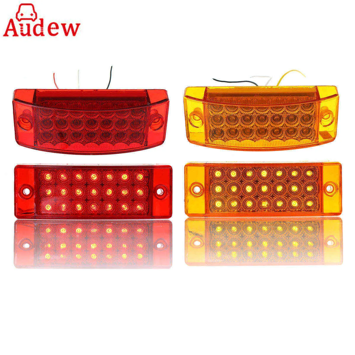Side Led Light Yellow 24V 6-Inch Rectangular 21 LED Yellow Red Car Side Marker Clearance ...