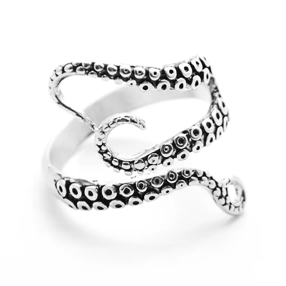 Ganska rostfritt stål ring för kvinnor män smycken gotisk djup havs bläckfisk bläckfisk ring öppen justerbar bläckfisk titan män ring