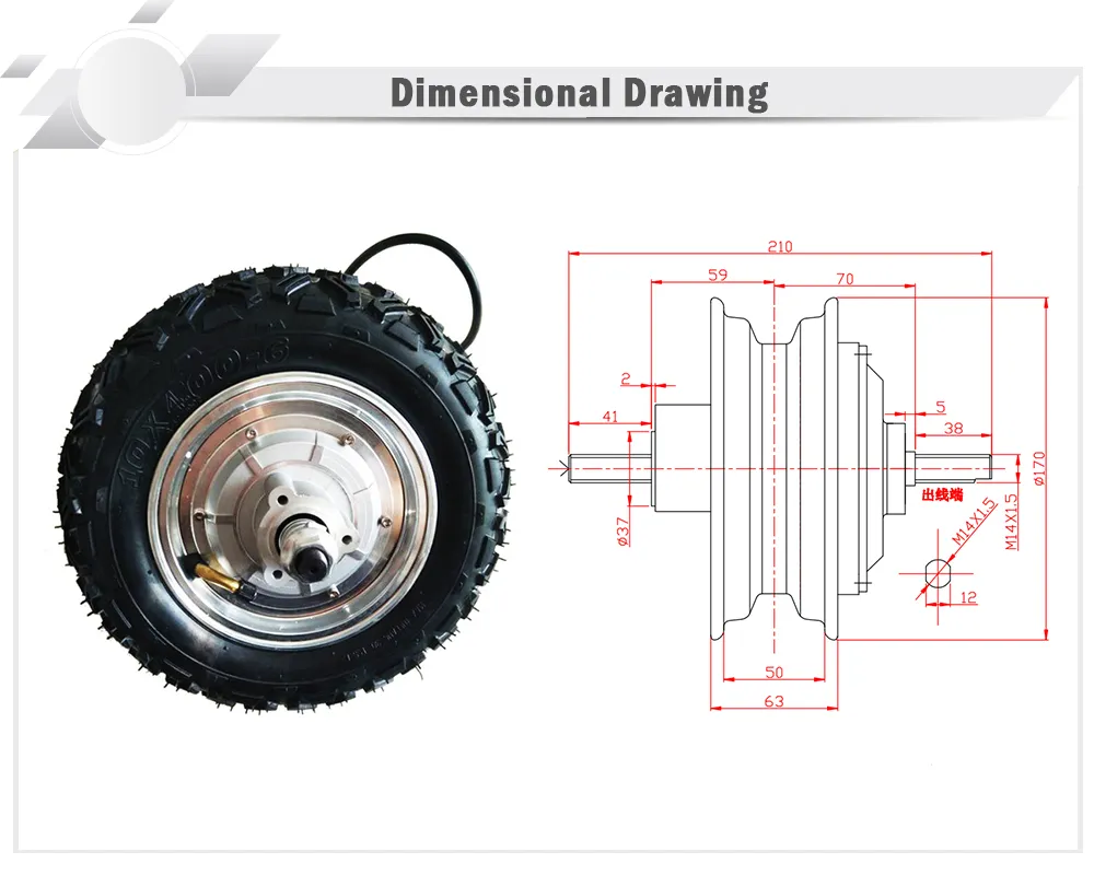 48v 500w roue motrice arrière brushless moteur de moyeu de
