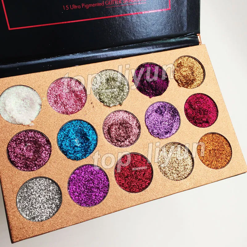 Em estoque, a beleza envidraçada paleta de sombras 15 cores Glitter Eye Shadow