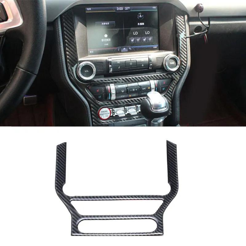 Carbon Fiber Center Console Trim Innendekor für Ford Mustang 2015-2017 Central Navigation CD Panel Decals2705