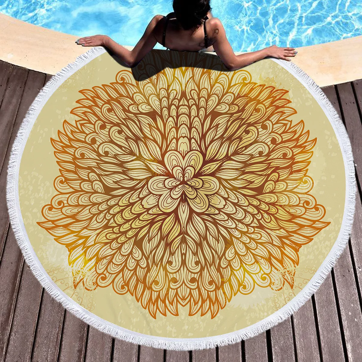 Bohemian Mandala Tapestry Beach Throw Large Round Beach Towel