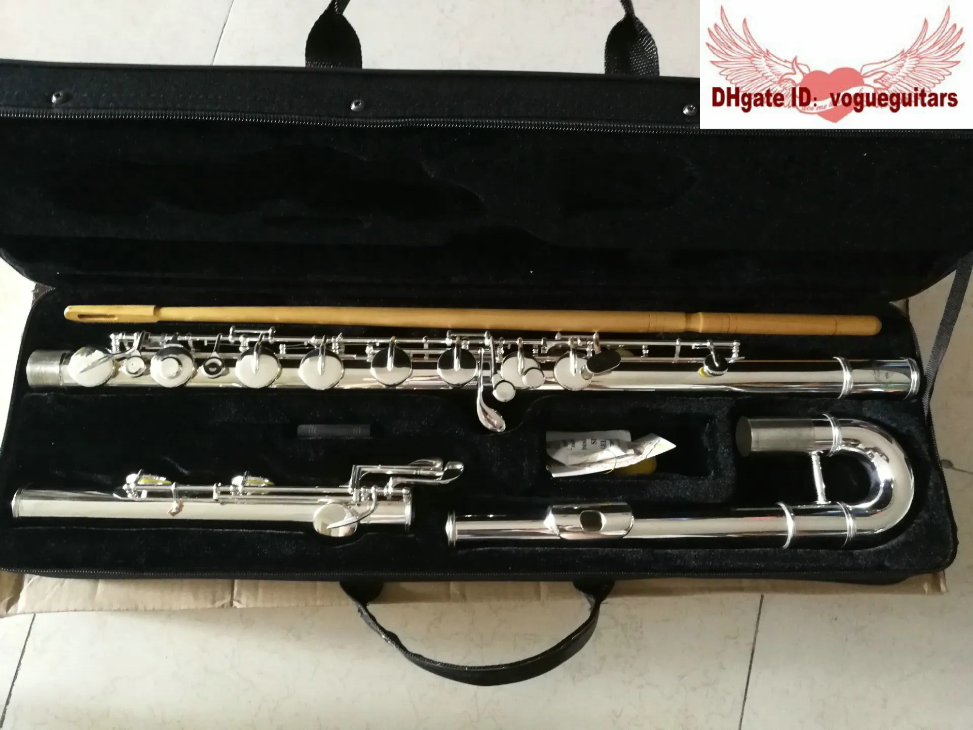 Nieuwe Woodwind Silver Big Bass Flutes Gratis verzending met harde koffer