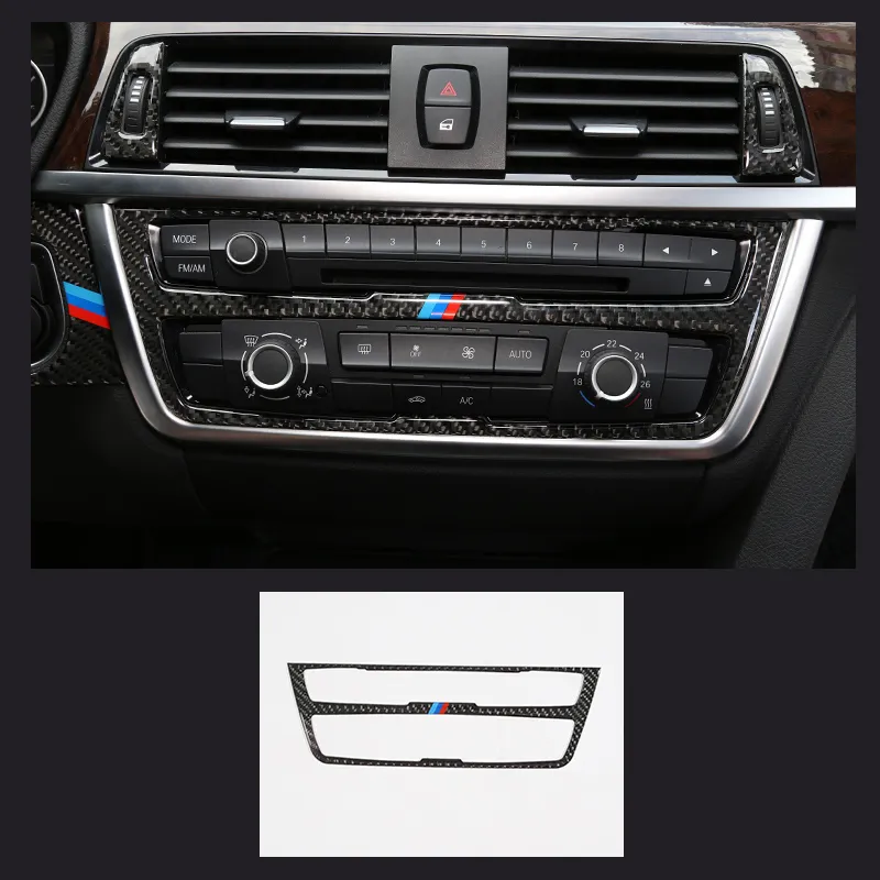 Karbon Fiber Araba Styling Sticker Şerit Klima CD Paneli BMW 3 4 Serisi için Dekoratif Kapak Trim Aksesuarları 3GT F30 F31 F32 F34