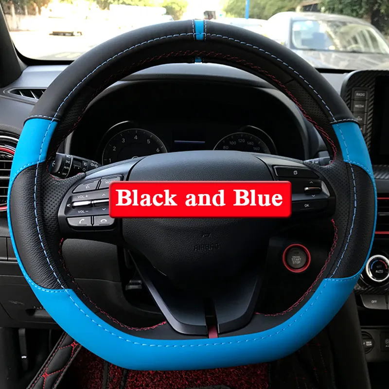 QCBXYYXH Car Styling For Hyundai Kona Encino 2018-2019 Steering Wheel Covers Leather steering-wheel Cover Interior accessory