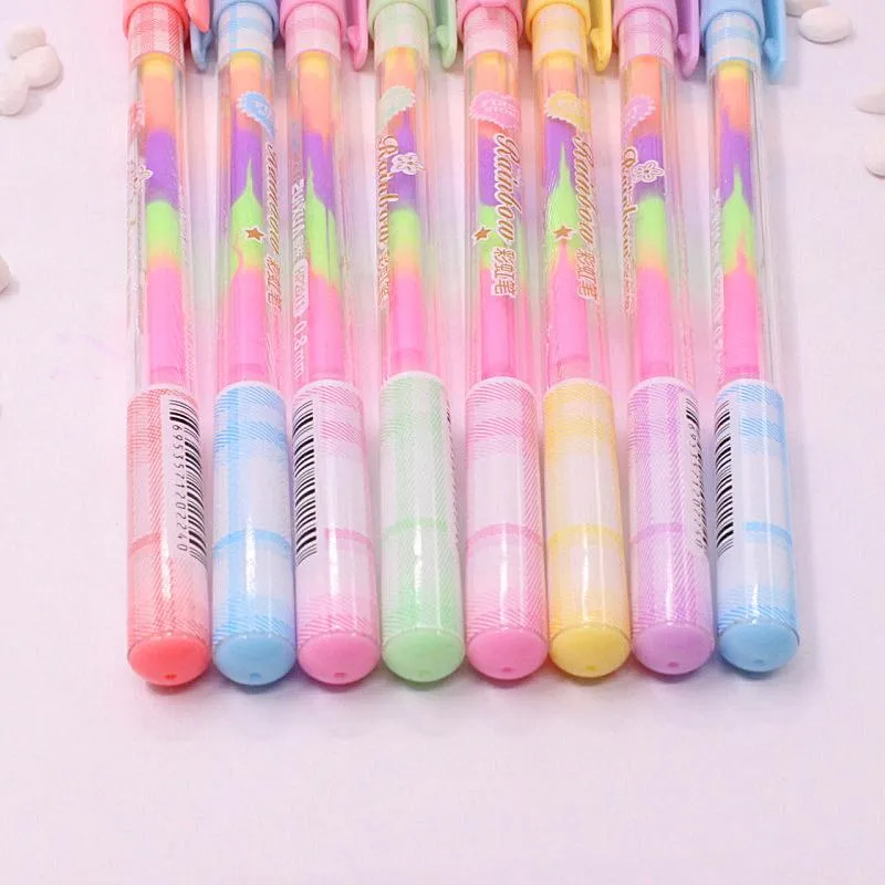 Wholesale 2018 Rainbow Color Gel Pen 6 In Pens DIY Album Photo Decoration  Highlighter Marker Pen Office Supplies From Bigdeal1, $1.95