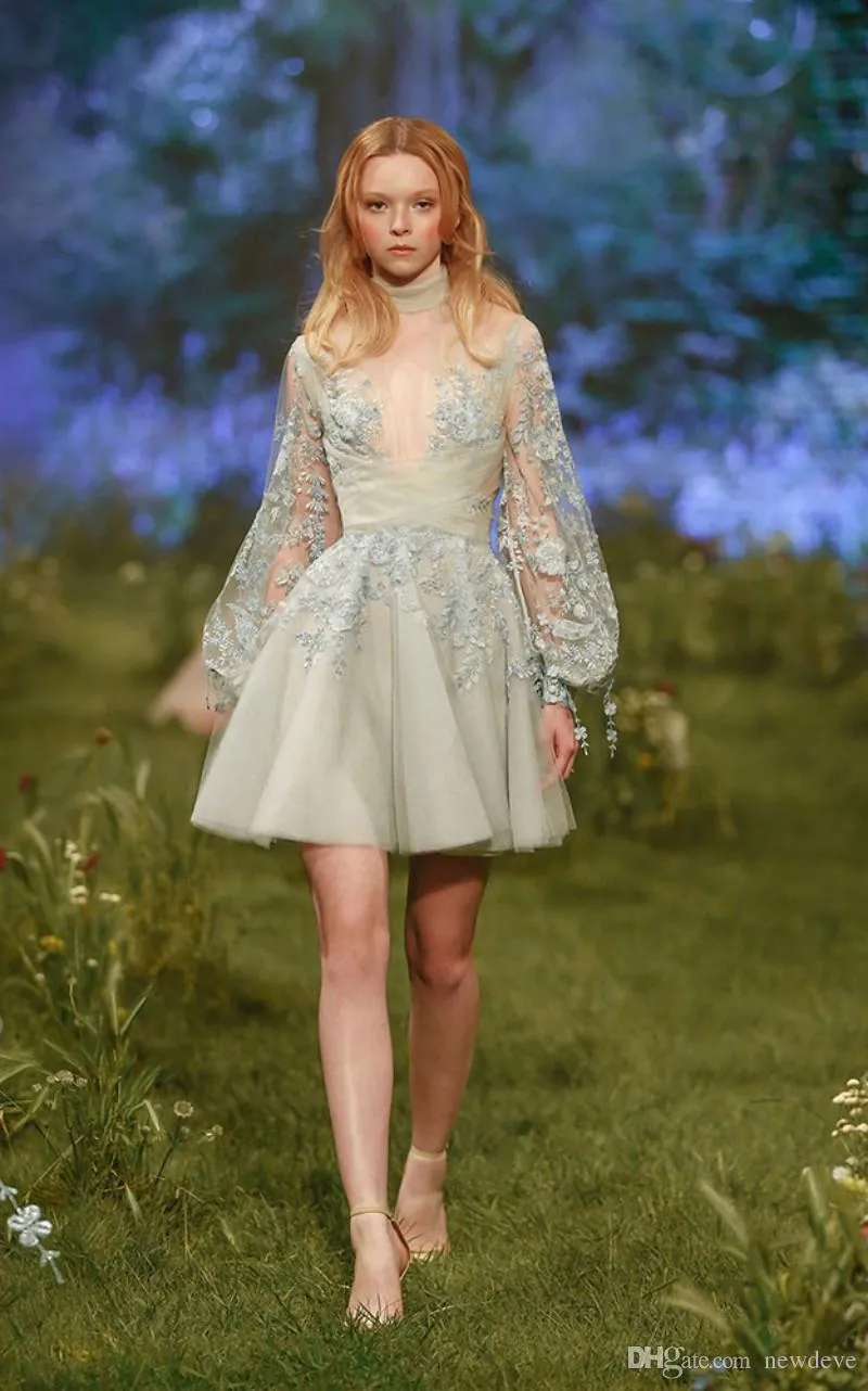 Paolo Sebastian 2019 Evening Dresses Beaded Applique Party Gowns Juliet Long Sleeve Plus Size A Line Prom Dress
