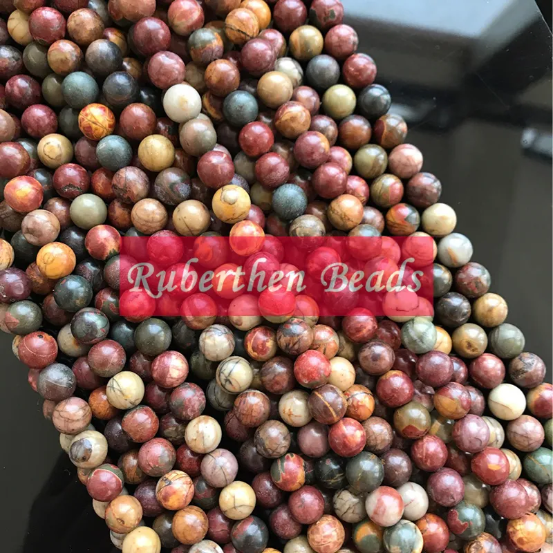 NB0045 Wholesale Natural Loose Beads Stone Red Picasso Jasper Beads Natural Stone 4/6/8/10 mm Round Beads for Making Jewelry