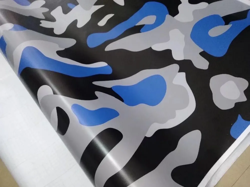 Grand vinyle de Camouflage bleu pour camion de voiture, Film de couverture de style Camouflage avec bulle de dégagement d'air taille 1 52x10m 20m 3264r
