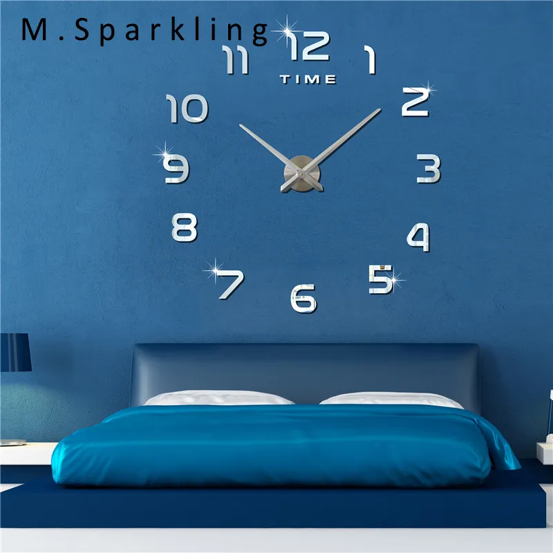 [M.Sparkling] 3D DIY Digital Relógio de Parede Novo Design Assista Casa Decoração Presente Moderno Auto Adesivo Eletrônico Grandes Relógios de Parede 3M004