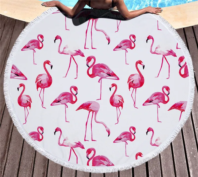 5 färger ny 150cm rund strandhandduk med tofsar mode flamingo strand Sporthanddukar Yoga matta Vuxenhandduk