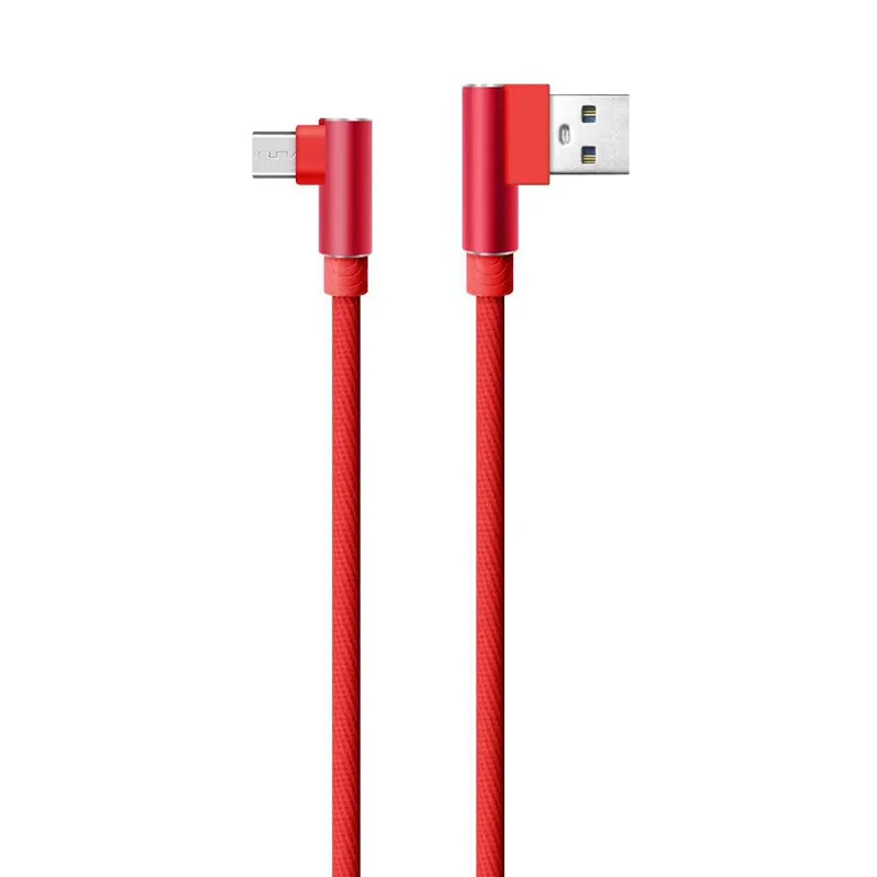 Cabos tipo C de ângulo reto de 90 graus Cabo micro USB Carregamento rápido Cabo do carregador Fio 1 m/3 pés Universal para cabo Android