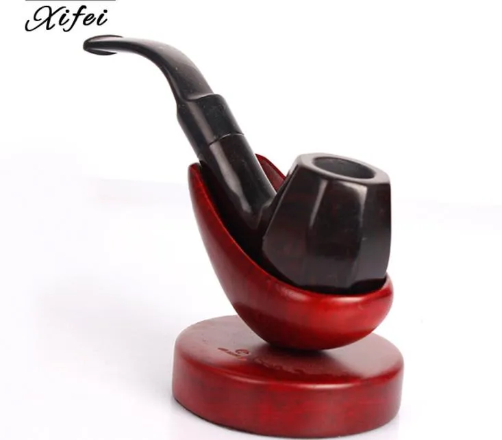 Accessori da fumo per pipe in legno massello con elemento filtrante portatile in ebano nero