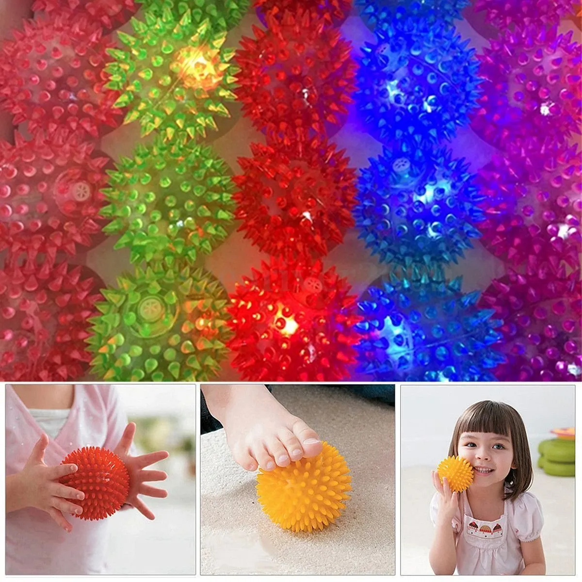 Novelty Lighting Soft Rubber Hedgehog Bouncing Barbed Ball Led Flash Pet Toys Christmas Birthday Festival Gift