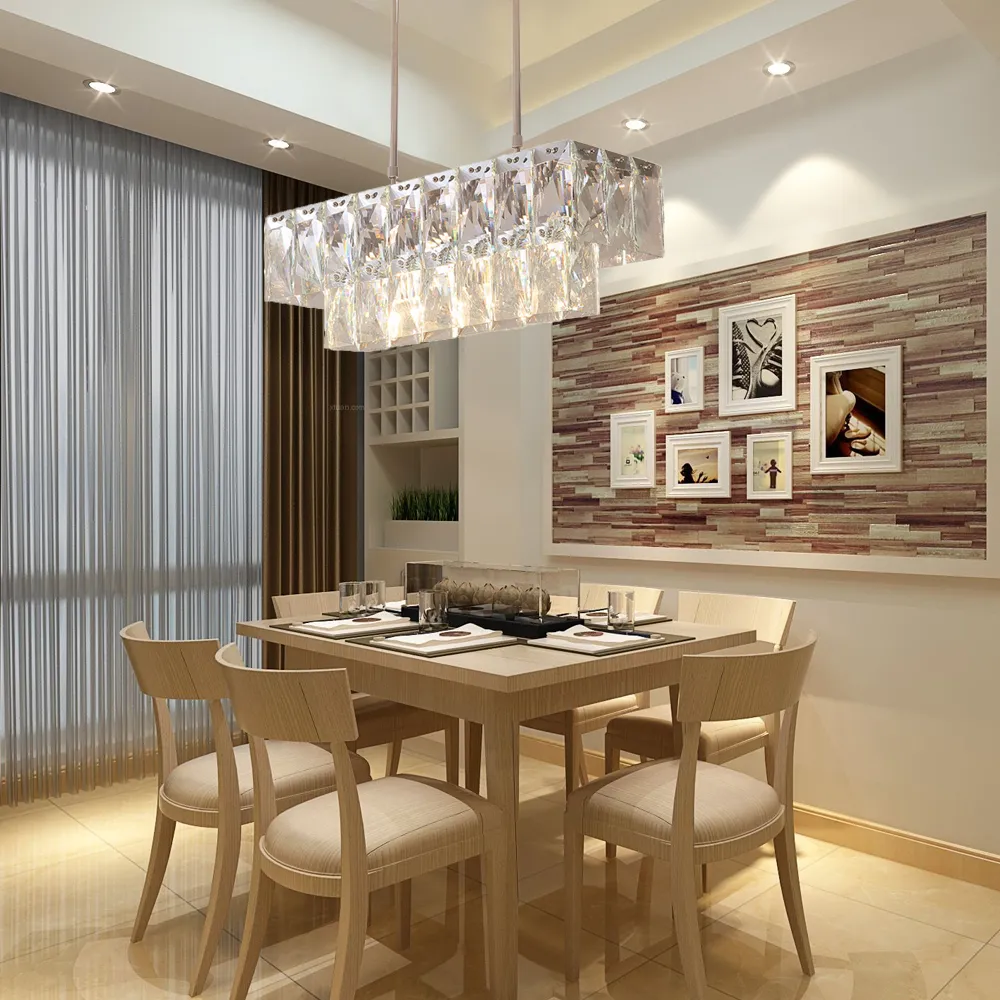 Modern LED Crystal Chandelier Lamp Rectangle E14 Chandeliers Lighting Fixtures Luxurious pendant Light for dining room Livingroom