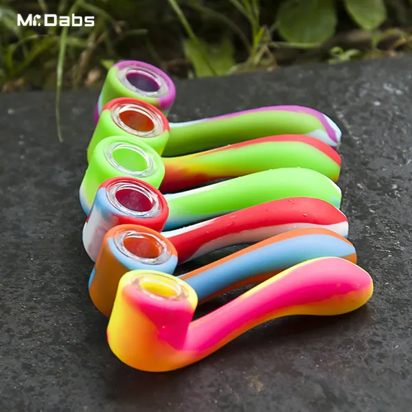 Silicone Tobacco Smoking Cigarette Pipe Water Hookah Bong Portable Shisha Hand Spoon Pipes Tools With Glass Bowl at mr_dabs