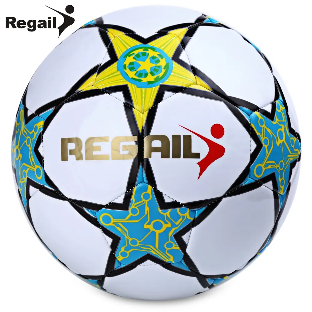 Regail taille 5 football étoile à cinq branches pour l'entraînement de match scolaire ballon de football gonflable en PVC à joint unique de qualité supérieure à cinq branches