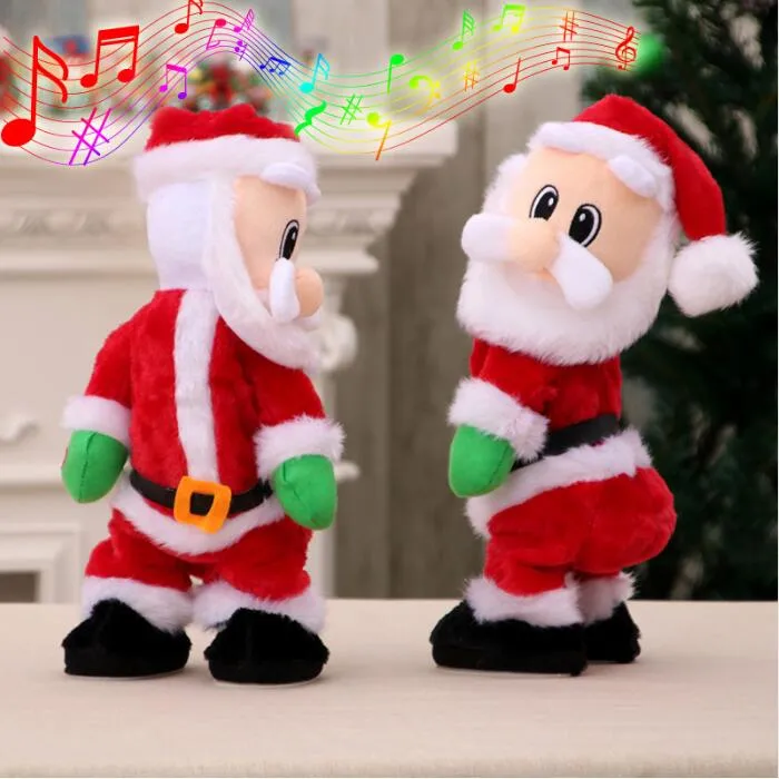 Electric Twerk Santa Claus Toy Xmas Musik Singing Dancing Twisted Wiggle Hip Doll Jul Hem Dekoration Kids Presenter