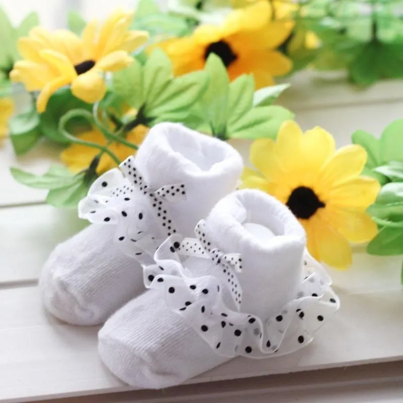 Wholesale New cotton christmas warmers newborn baby kids soft non-slip lace socks suitable 0-6 months one size