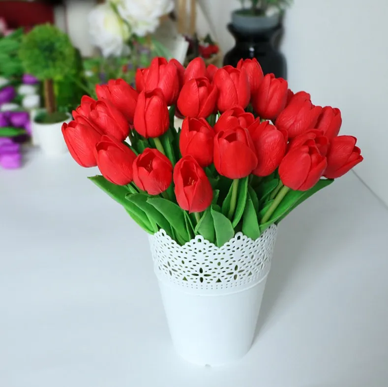50 Stück Latex-Tulpen, künstlicher PU-Blumenstrauß, echte Touch-Blumen für Heimdekoration, Hochzeit, dekorative Blumen, 11 Farben Option