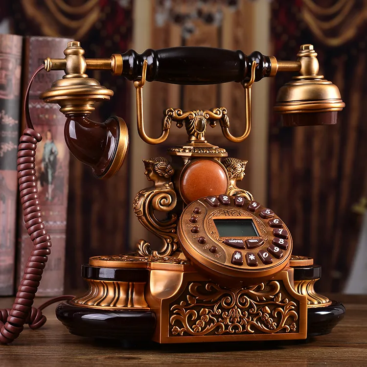 Muyu Villa, teléfono antiguo europeo, teléfono fijo de alta calidad, moda de jardín, teléfono retro creativo Louvre