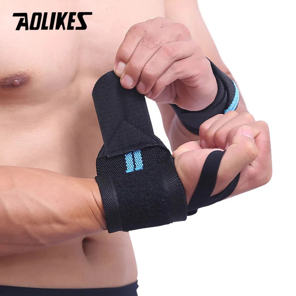 Aolikes 1 stks polssteun gymgewichtheffen training gewicht hefhandschoenen bar grip barbell riemen wraps handbescherming