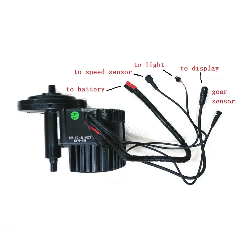 New version 48V 1000W 46T Chainwheel BBSHD 8Fun Bafang Mid Drive Motor Ebike Kit Motor 6V Light ,light and gear sensor connectors included