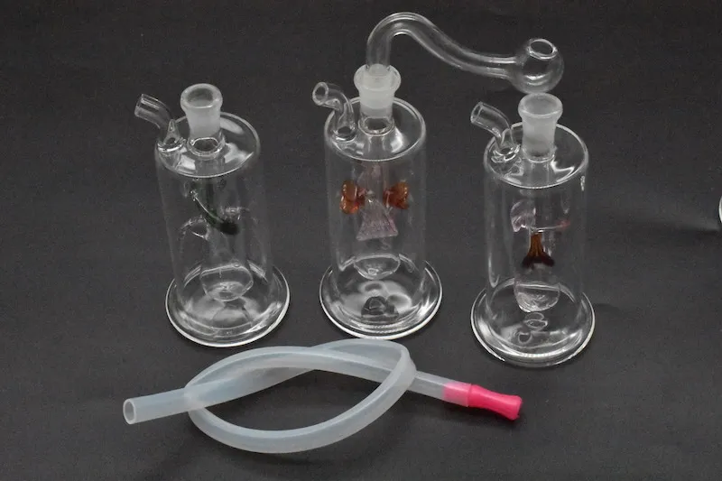 Mini Dab Rig Bong Vattenrör Olje Rigar Slitstarkt glas Hookahs Bong med slangpottskål Bubbler Tjocklek Mini Hookah Shisha 2pcs