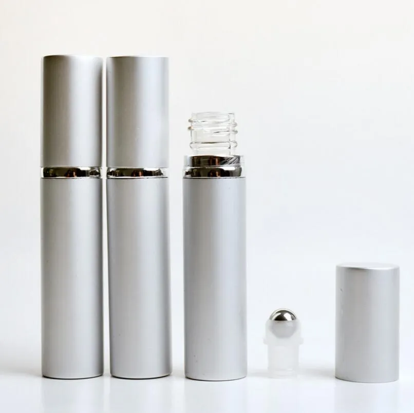 8ml mode tomma aluminium eteriska oljor rulla på parfymflaska med stål rullboll för resor LX1198