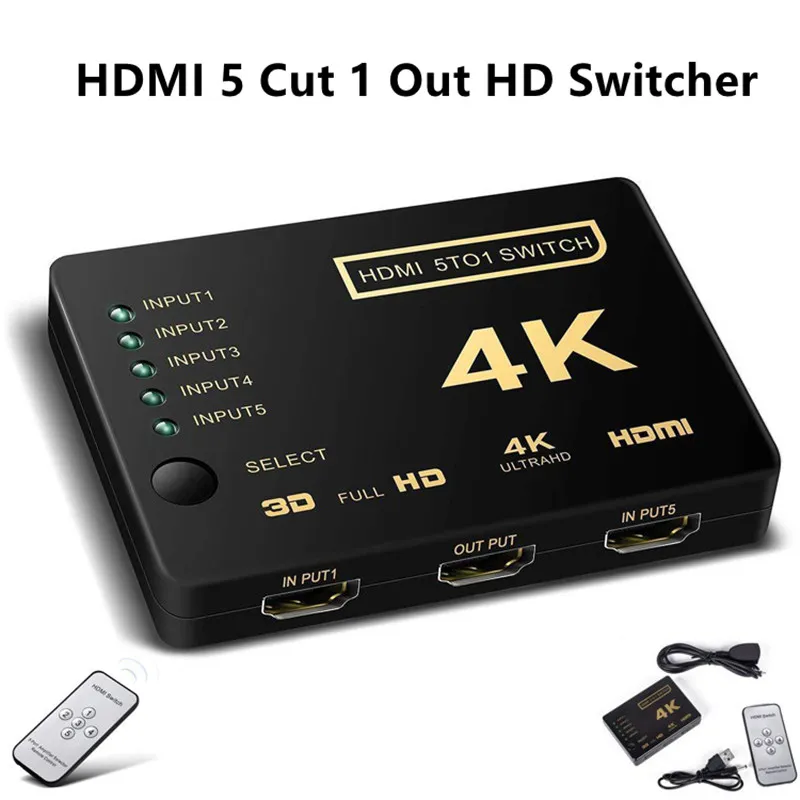 고품질 HDMI 오디오 비디오 스위처 4K 5 컷 1 아웃 HDMI 분배기 HD 변환 스위치 HDMI 분배기 오디오 커넥터 YS-278