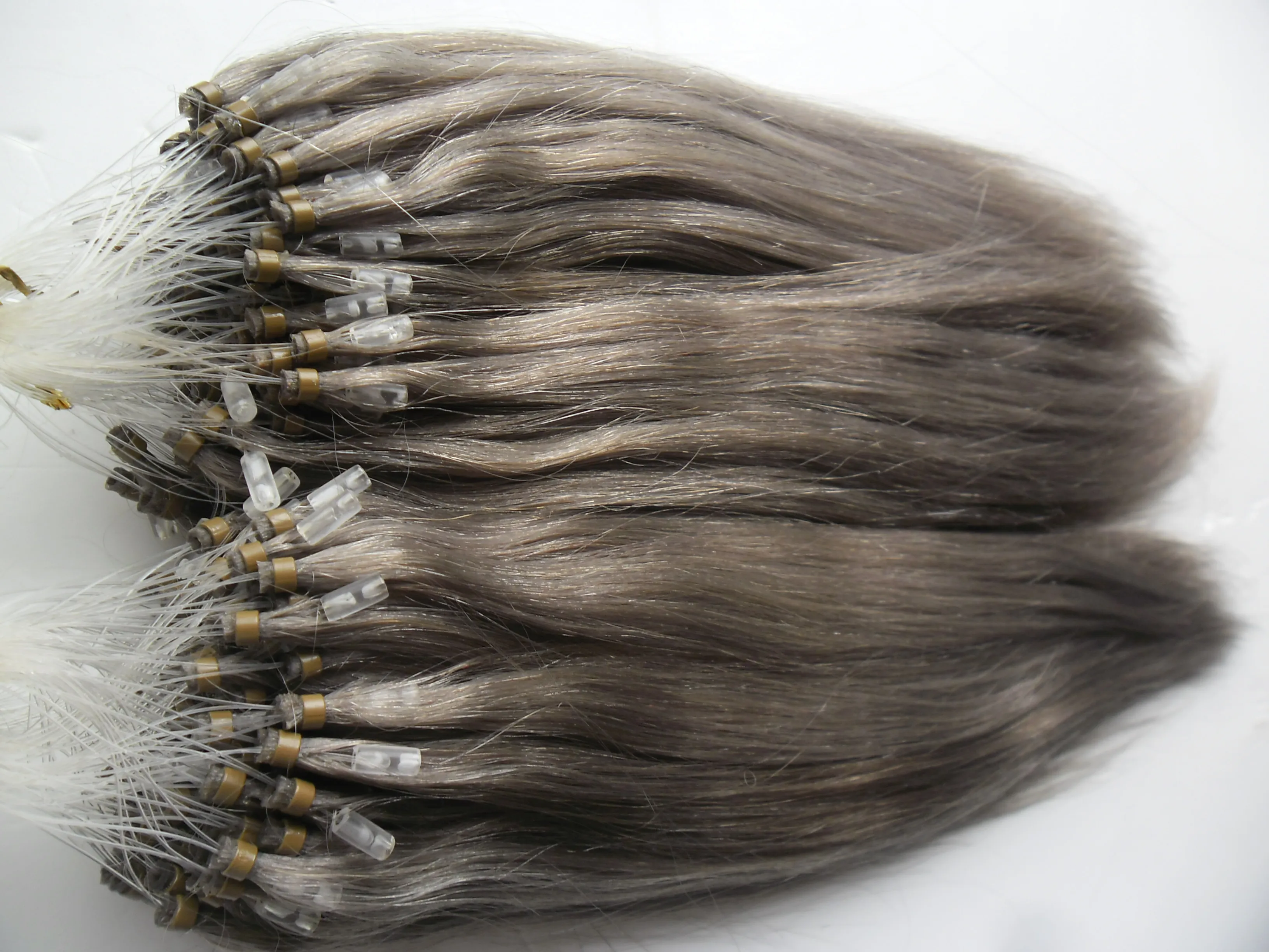 Micro Loop Anello collega estensioni dei capelli umani 1G / s 200G argento grigio remy capelli micro micro perline pezzi capelli