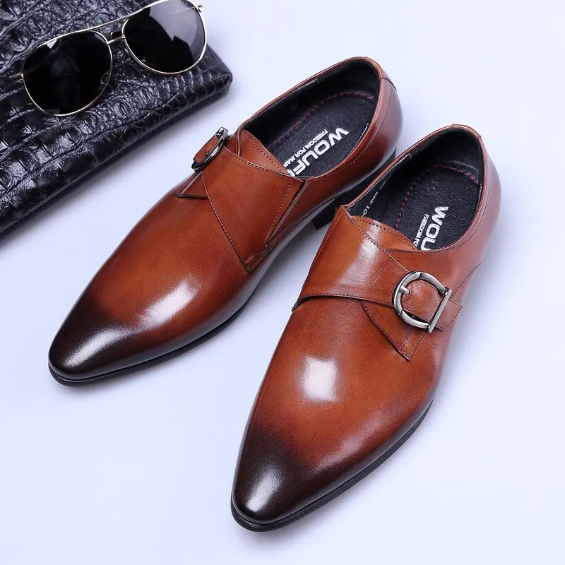 Zapatos de oficina con correa de monje para hombre, zapatos de cuero de negocios para hombre, zapatos para boda, negro, talla grande 48, zapatos de vestir chaussure mariage homme