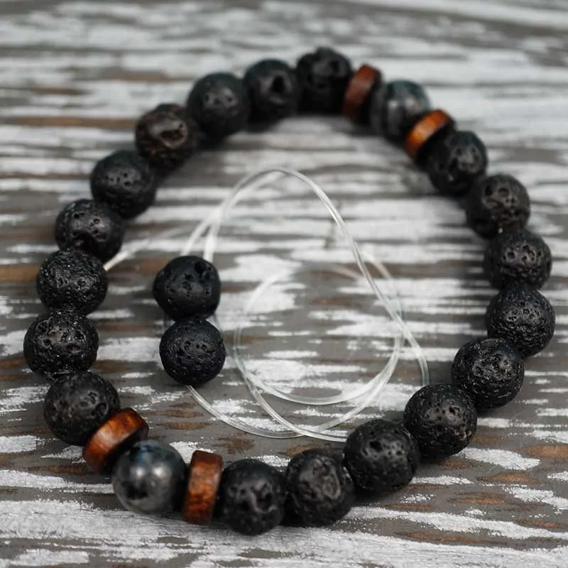 Lava Stone Beads Imperial Jasper Buddhist Diffuser Bracelet dla mężczyzn298Q