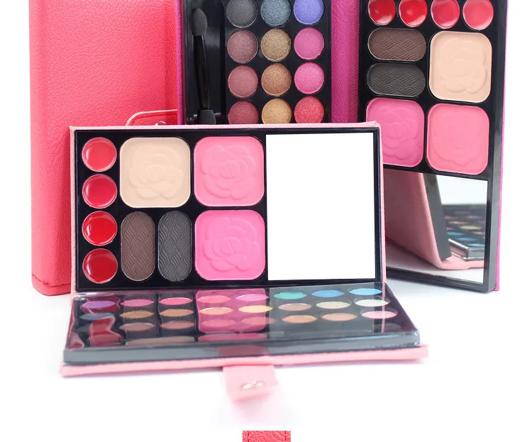 33 Colors Portable Eyeshadow Blush Lip Gloss Eyebrown 4 in 1 Foundation Makeup Palette With Brushes DHL Free Shipping