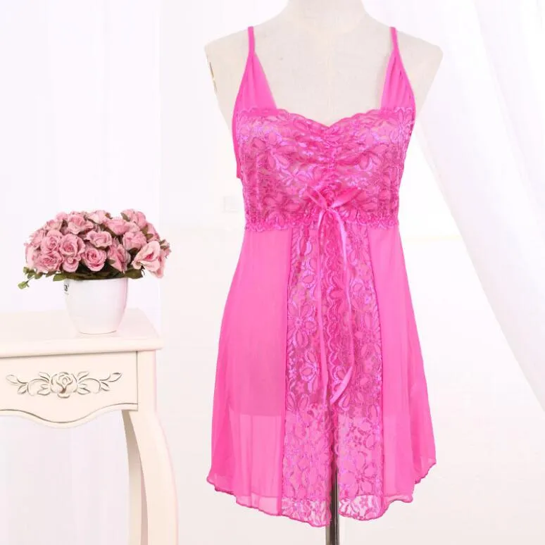 Ladies Sexig Nattdress V-Neck Floral Sleepwear Underkläder Babydoll Nightgown Mini Ärmlös Kvinnor Sömnklänning