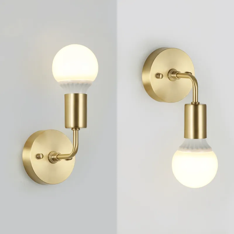 Minimalist Bedroom Wall Lamps European Bathroom Mirror Light Single Head Vintage Brass Wall Light for Corridor Balcony Bedside Sconce