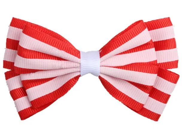 3.5" cute colorful stripe print Small Bow Kids Baby Girls Hair Clips Hairpins Barrettes hair accessories Gifts