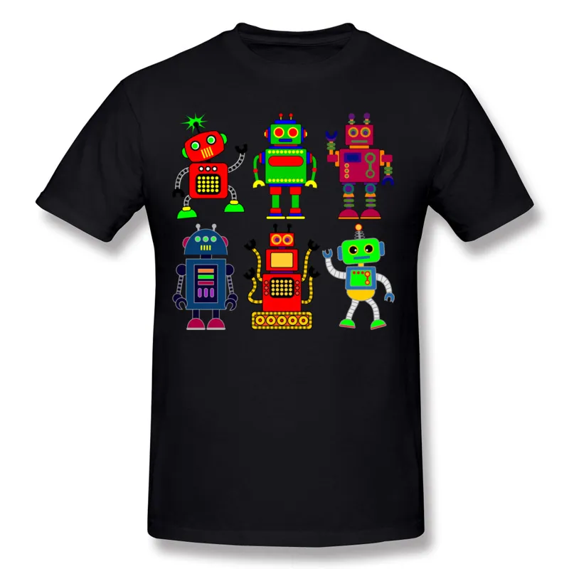 Camiseta de Robot de algodón 100% de lujo para hombre, camisetas de manga corta naranja con cuello redondo para hombre, camiseta S-6XL Geek