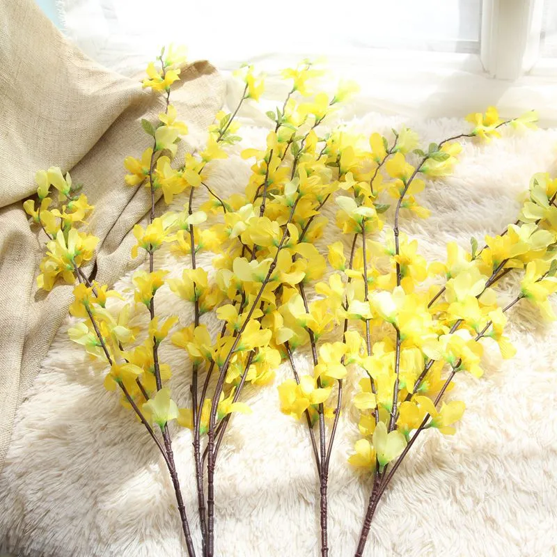 유럽 ​​농촌 스타일 노란색 실크 춤 레이디 난초 104CM 인공 꽃 플로어 꽃 웨딩 / 하우스 장식