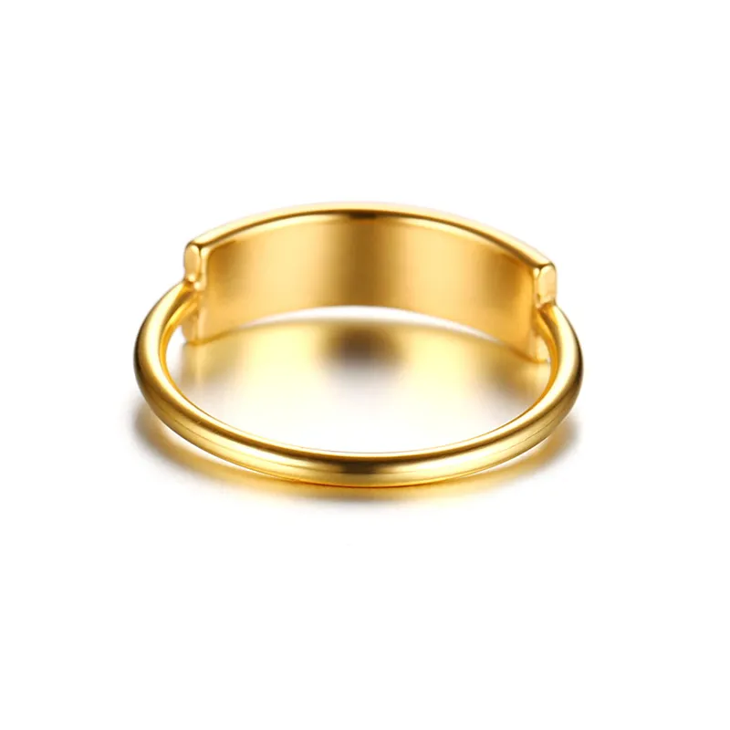 Dainty Personalized Gold Curved Bar Ring Stacking Ring Gratis Anpassad Namn Gravering