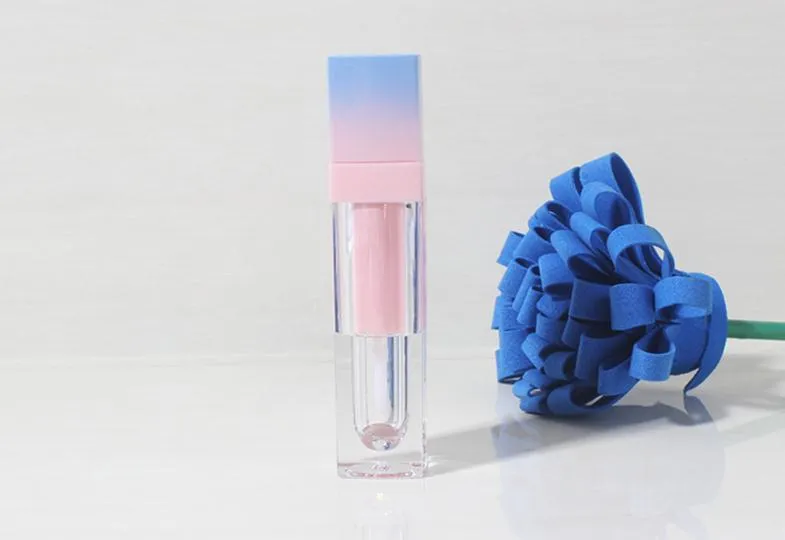 / lote quadrado vazio labial labelo tube gradiente rosa azul plástico elegante batom líquido recipientes cosméticos 5ml amostra sn1223