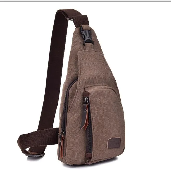 Casual Men Canvas Chest Packs Travel College Fickor Messenger Shoulder Back Outdoor Fitness Workout Sling Bröstuppsamling Bag Ryggsäck