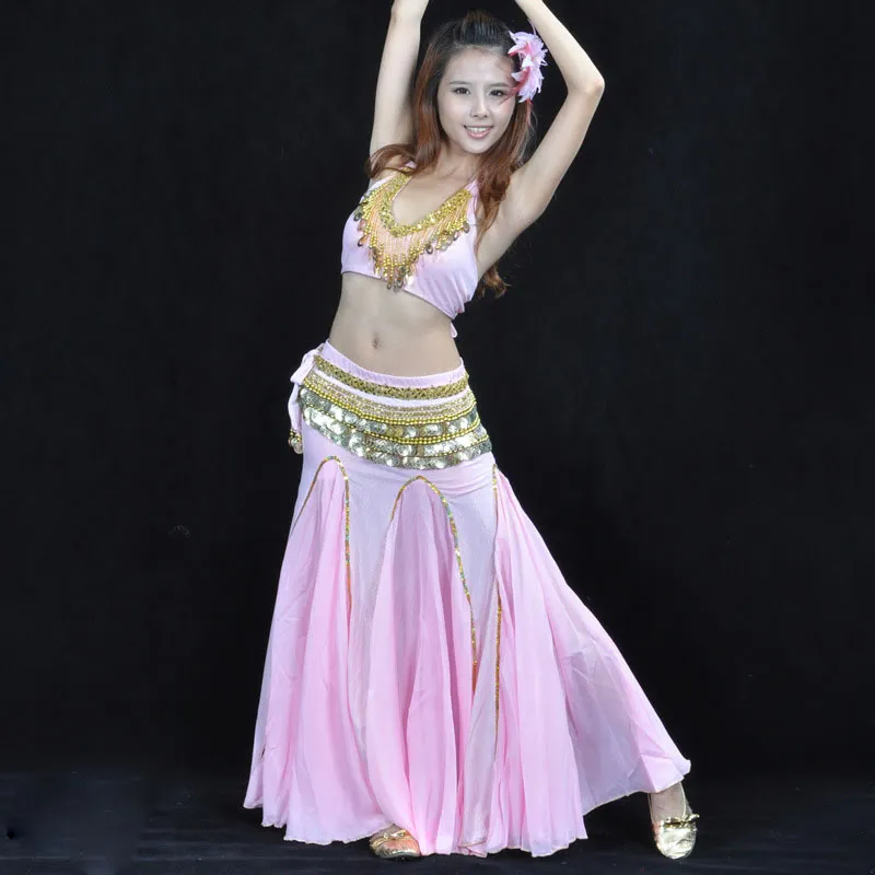 Wholesale pink belly dance set And Dazzling Stage-Ready Apparel