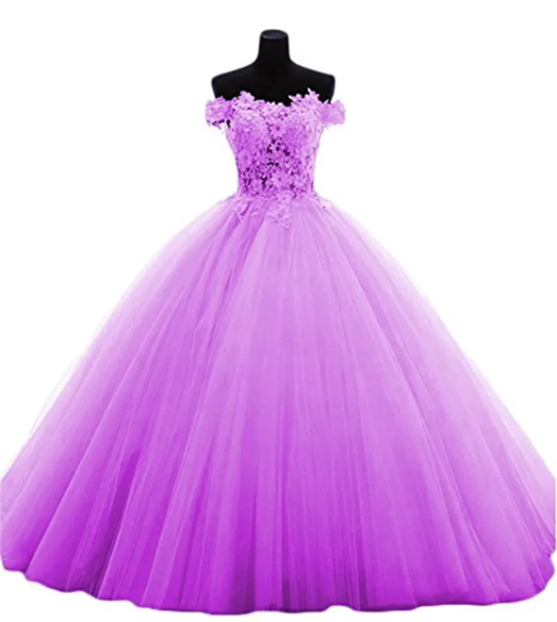 2018 Sexy Bateau Vestido de fiesta de encaje Vestido para quinceañeras con apliques de tul de talla grande Vestido dulce 16 Vestido vestidos Debutante BQ141