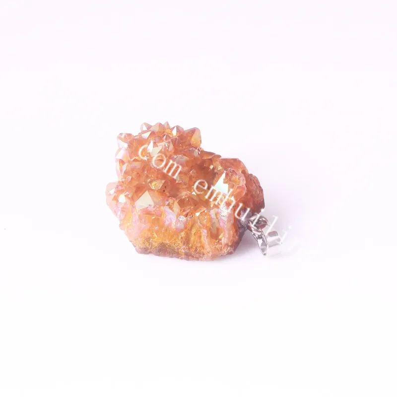 미니 티탄 천사 오라 석영 펜던트 Drusy Point Druzy Geode 펜던트 기하학적 성격 White Drusy Titanium Coated Crystal Cluster 펜던트