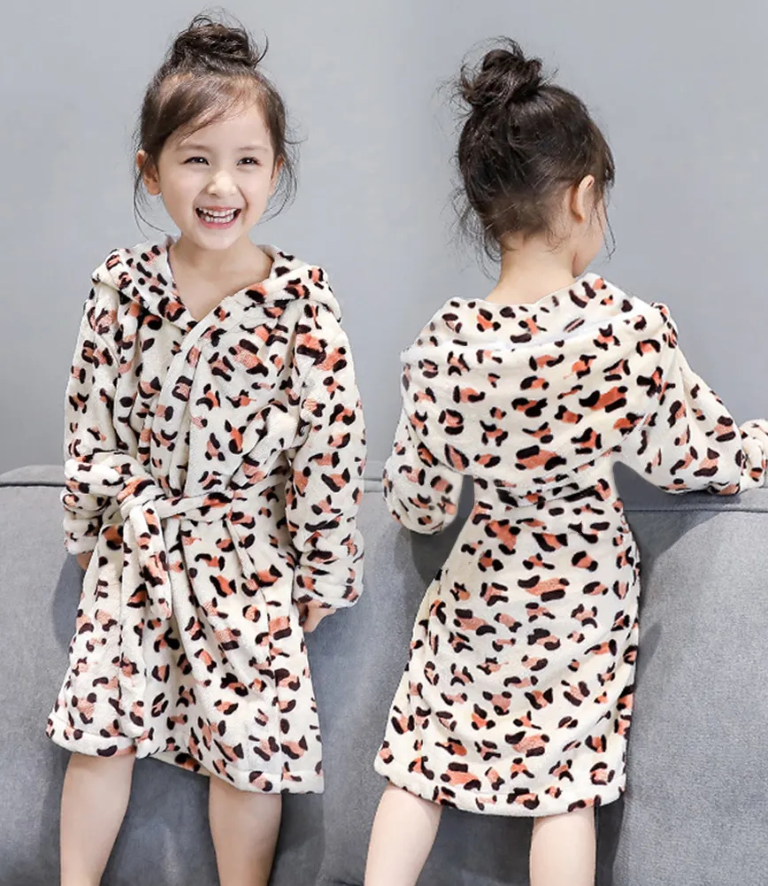 Batas De Casa Niña Albornoz Infantil De Leopardo Tallas 5-13