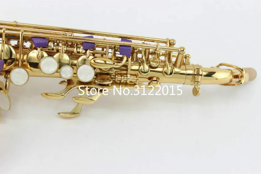 Margewate Gold Lacquer Märke Sopran B B Saxofon Brass Body Professionella Musikinstrument för studenter med munstycke Gratis frakt